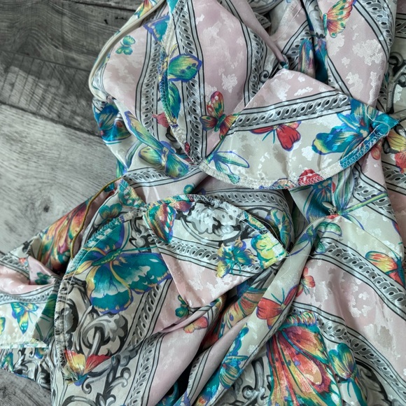 Vintage Ruth Norman Caftan Hostess Mandarin Collar Zip Lounge Dress Butterfly - Picture 5 of 9